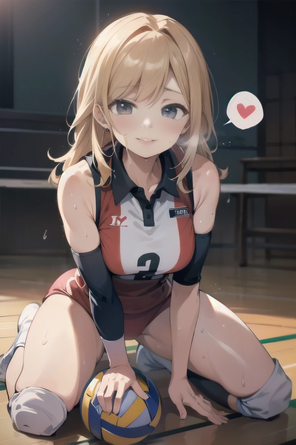 unity 8k wallpaper, anatomically correct, (((masterpiece))), (((best quality))), (((ultra detailed))), (((high-resolution))), ((Ultimate cutie)), perfect hands, perfect finger, (((good anatomy))), detailed beautiful face, shiny hair, (((gyaru))), (potbelly), (curvy), medium breasts, ((Thick thighs)), (((solo))), ((seductive smile)), (((blush))),
BREAK, (((sit astride the perfectly spherical shape 6-inch volleyball))), (((Straddling a perfectly spherical 6" volleyball))), (((Perfectly spherical 6" volleyball fits perfectly crotch))), BREAK, (((Rub the Perfectly spherical 6" volleyball against crotch))), (masturbation),
BREAK, (Collared volleyball uniforms), sleeveless, ((buruma)), ((kneepad)), pussy juice stained, (elbow pad), (((sweat))), (((covered in sweat))), ((deep breathing)), in Volleyball Court, indoor, lighting, looking at viewer, full body, (spoken heart)