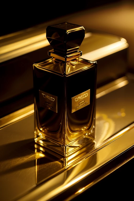 tom ford tobacco vanilla perfume product renders dark, gold