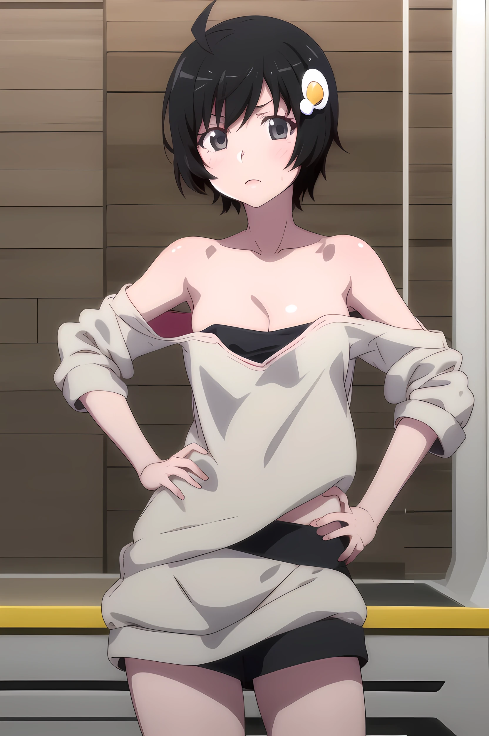 Lavie, 1girl,solo,(black hair:1.5),masterpiece, expensive quality, very_expensive_solve, big_file size, full color,(completely nude:1.2),pussy,niplles,flat chest,room,anime color,anger,