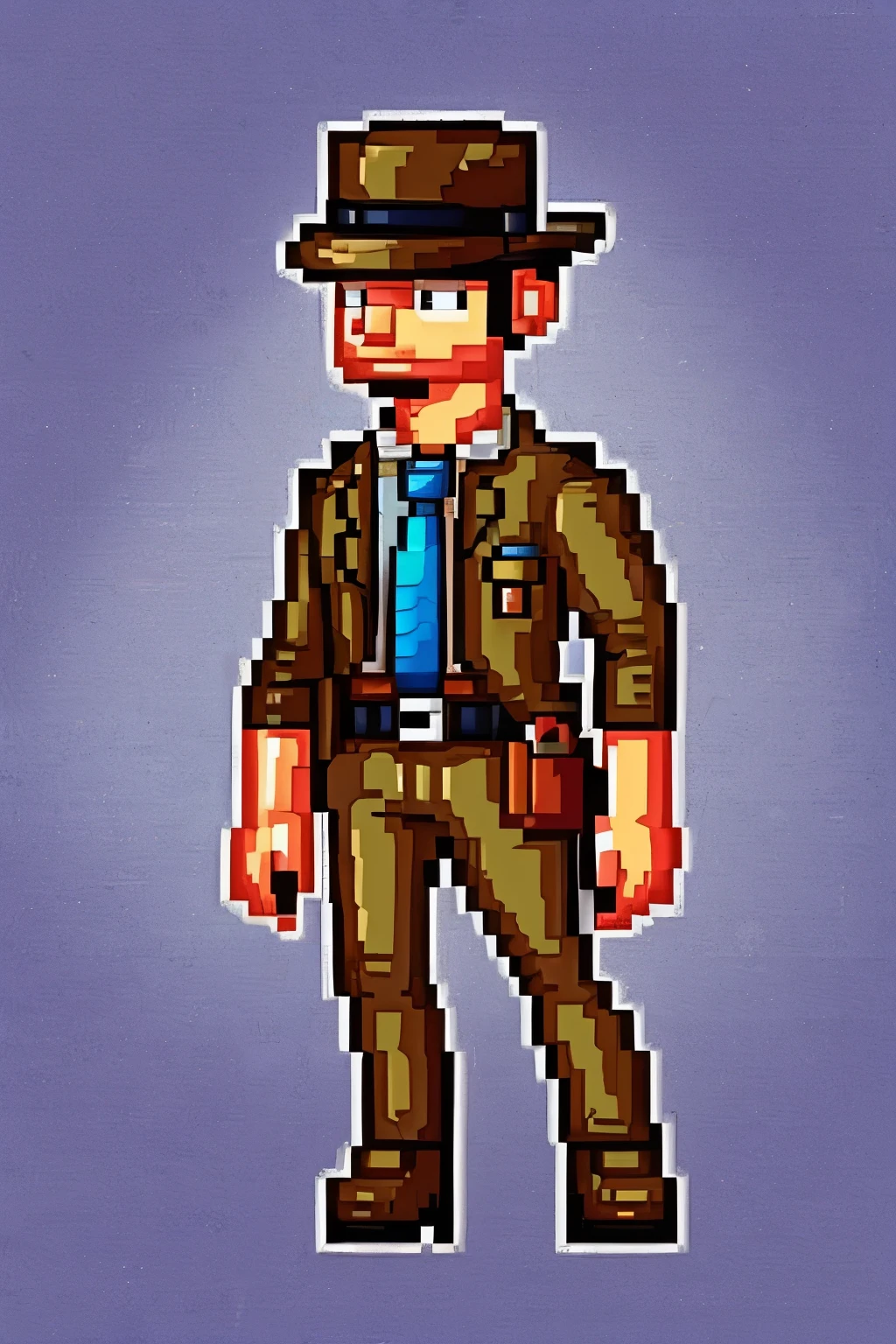 make a 2d sprite of a detective in pixel art style