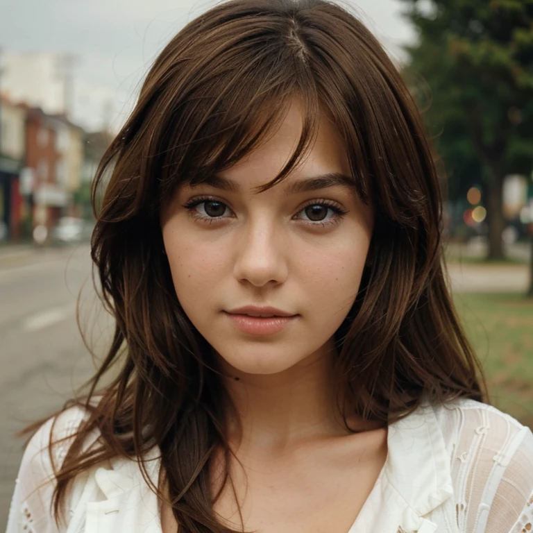 Beautiful girl with brown hair she’s 12
