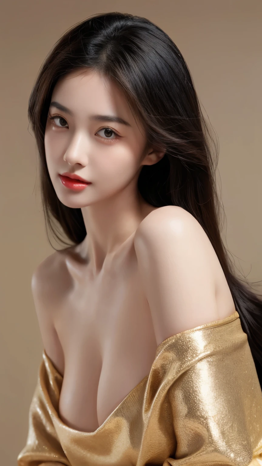 プロのphotograph撮影,85mm lens,Front view,Half Body Shot,photograph,Sharp focus,High resolution,8k,One person,Adult female,Asian slim woman,(Topless woman:1.25),Golden Ratio,Upper Body,(Different facial features:1.12),(それぞれのphotographは異なる顔の特徴です:1.13),(A kind smile:1.25),Textured female hairstyle,([Light Painting|Mood Lighting|Mood Lighting|Chiaroscuro lighting|Courtroom Lighting]),Simple Background,