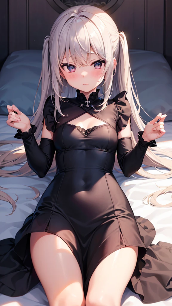 ((highest quality)), (master piece), best illustrations, (8k), (((two young girls))), Medium chest, You can see a little cleavage, Less exposure, ((Stinking eyes)), (((I'm very embarrassed))), [[inviting eyes]], ((Naughty eyes)), ((upward glance)), on the bed, Sweat is coming out of the body, blushing, steam, on the bedで寝ている, clothes are transparent