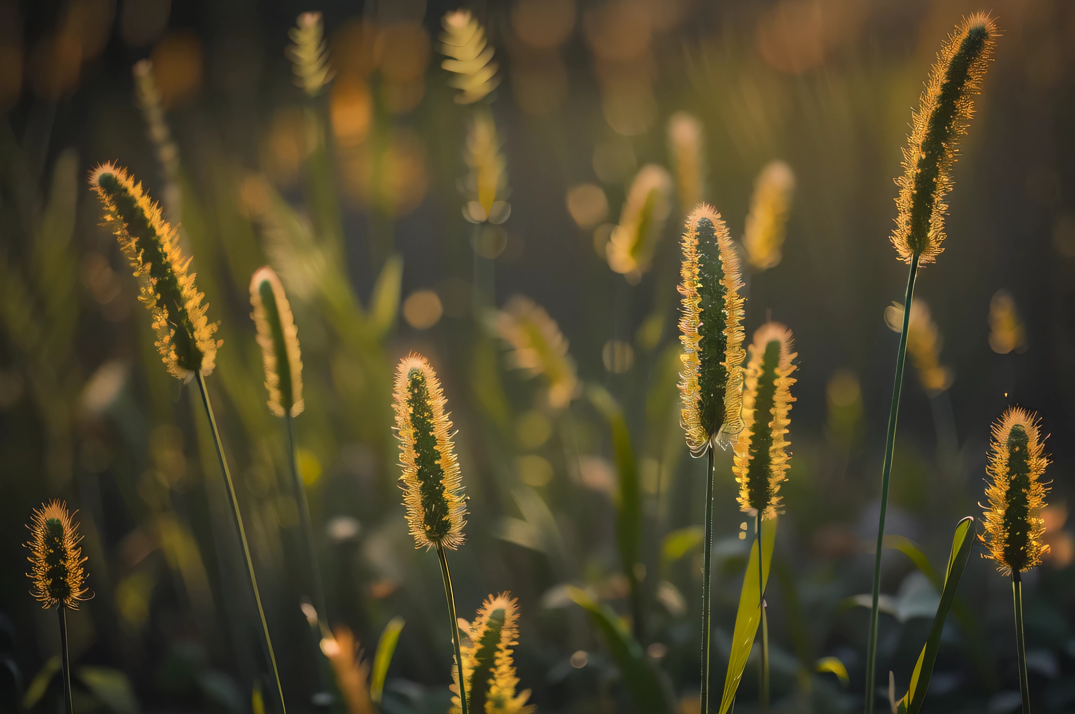 tall grass in a field with a blurry background, at golden hour, backlit golden hour, at the golden hour, shot at golden hour, in soft dreamy light at sunset, golden hour closeup photo, soft golden light, at dusk at golden hour, shining golden hour, in the golden hour, during golden hour, golden hour lighing, weeds and grass