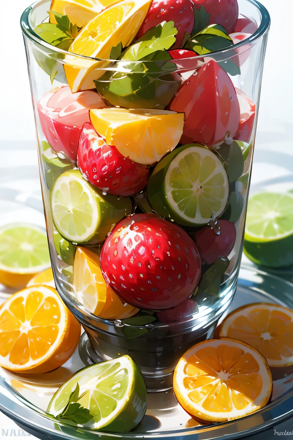 ensalada de frutas frescas con agua