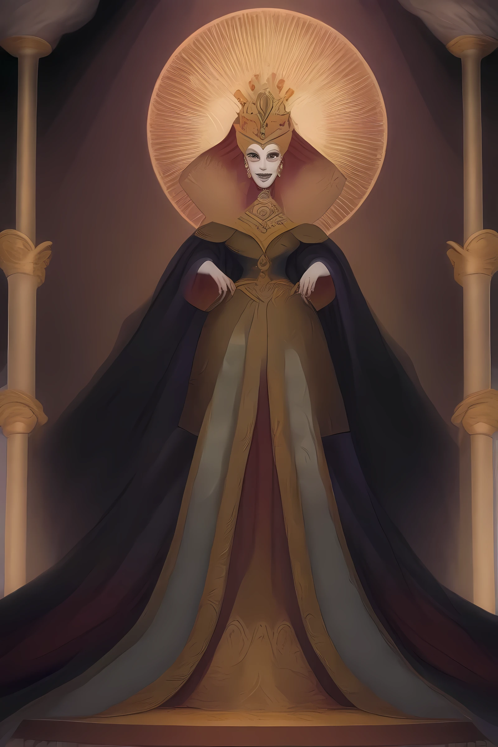 masterpiece, best quality, very aesthetic, absurdres, mature female, award winning illustration of the empress, extremely detailed, highly detailed portrait, full body shot, Tarot Card Style