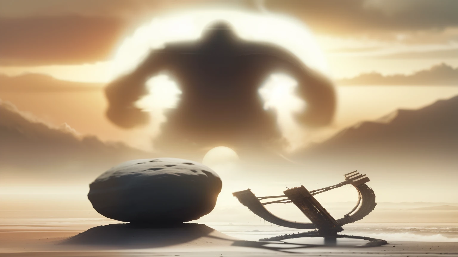 there is a photo of a man standing in front of an apple, grande)}], desconhecido, iron giant at sunset, um enorme deus gigante celestial, deus velho, like a titan, as the colossal titan, dos vingadores, 2 0 2 2, 2022, 2029, de um filme da maravilha, sisyphus compostition