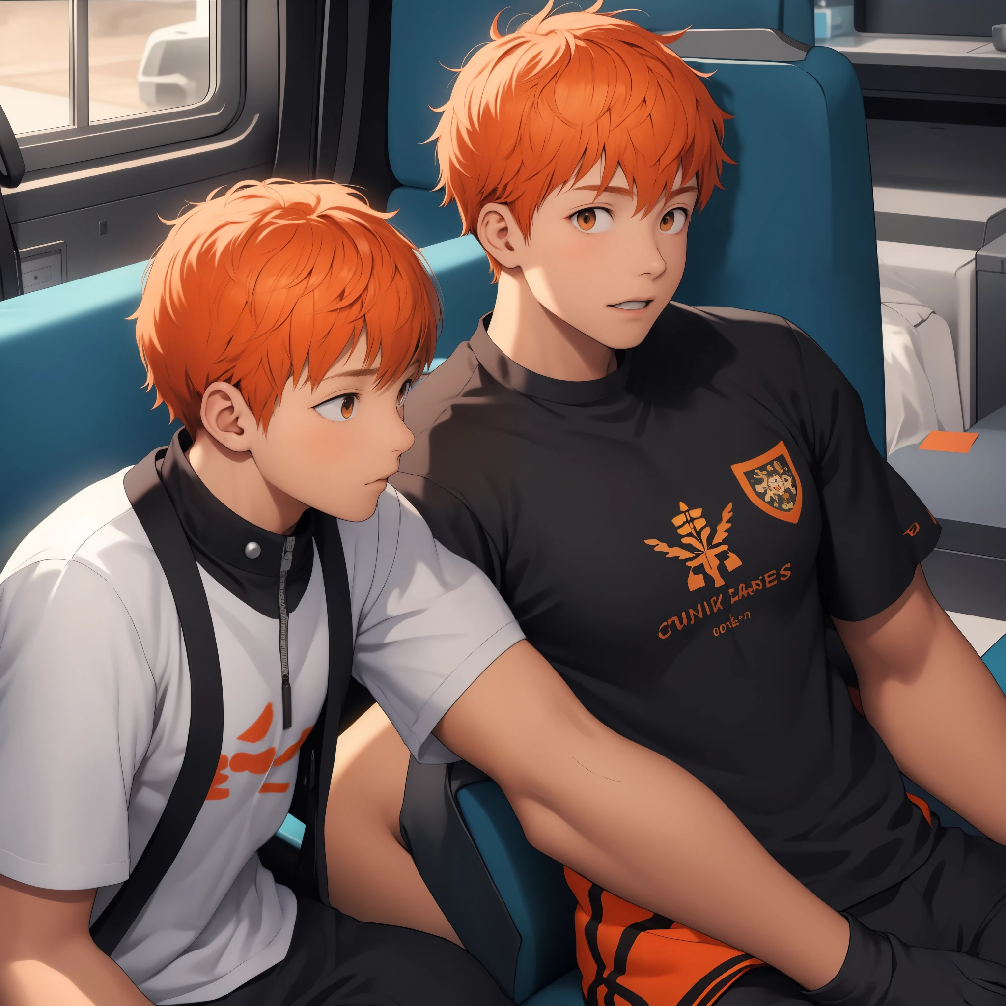 Two 15-year-old orange-haired teenage friends chatting at school share a secret that they're almost friends with siblings... (usar los mismo personajes)