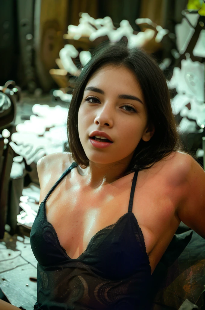 a woman in a black dress posing for a picture, portrait sophie mudd, perky natural chested, tiny black top, 24 year old female model, gorgeous young model, she is wearing a black tank top, alina ivanchenko, kailee mandel, anna nikonova aka newmilky, 18 years old