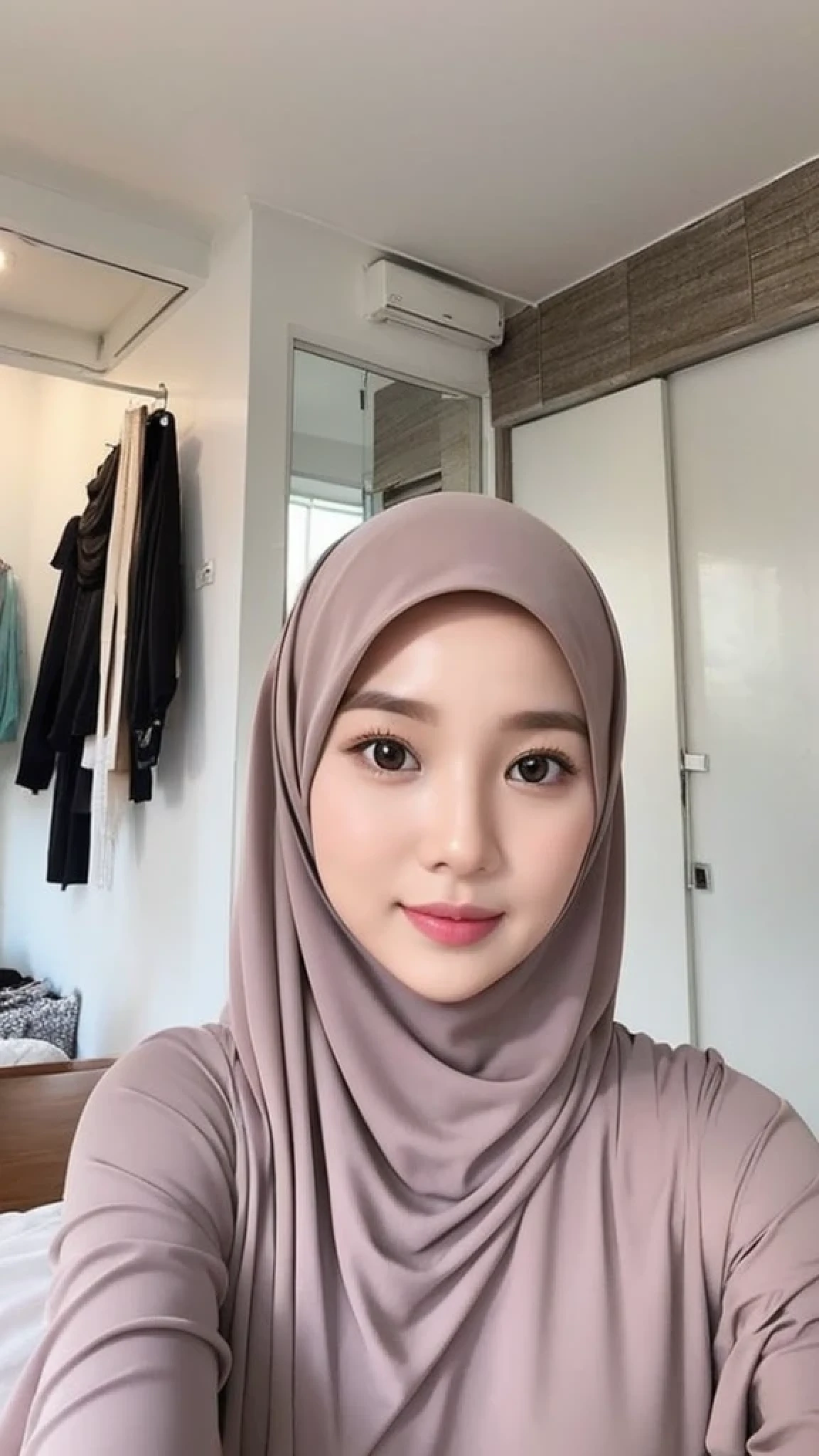 Beautuful Women、hijab, indonesian, a room、selfee、White Room、The face is cute、Vanrak Ayyans appears、1 girl, stylish