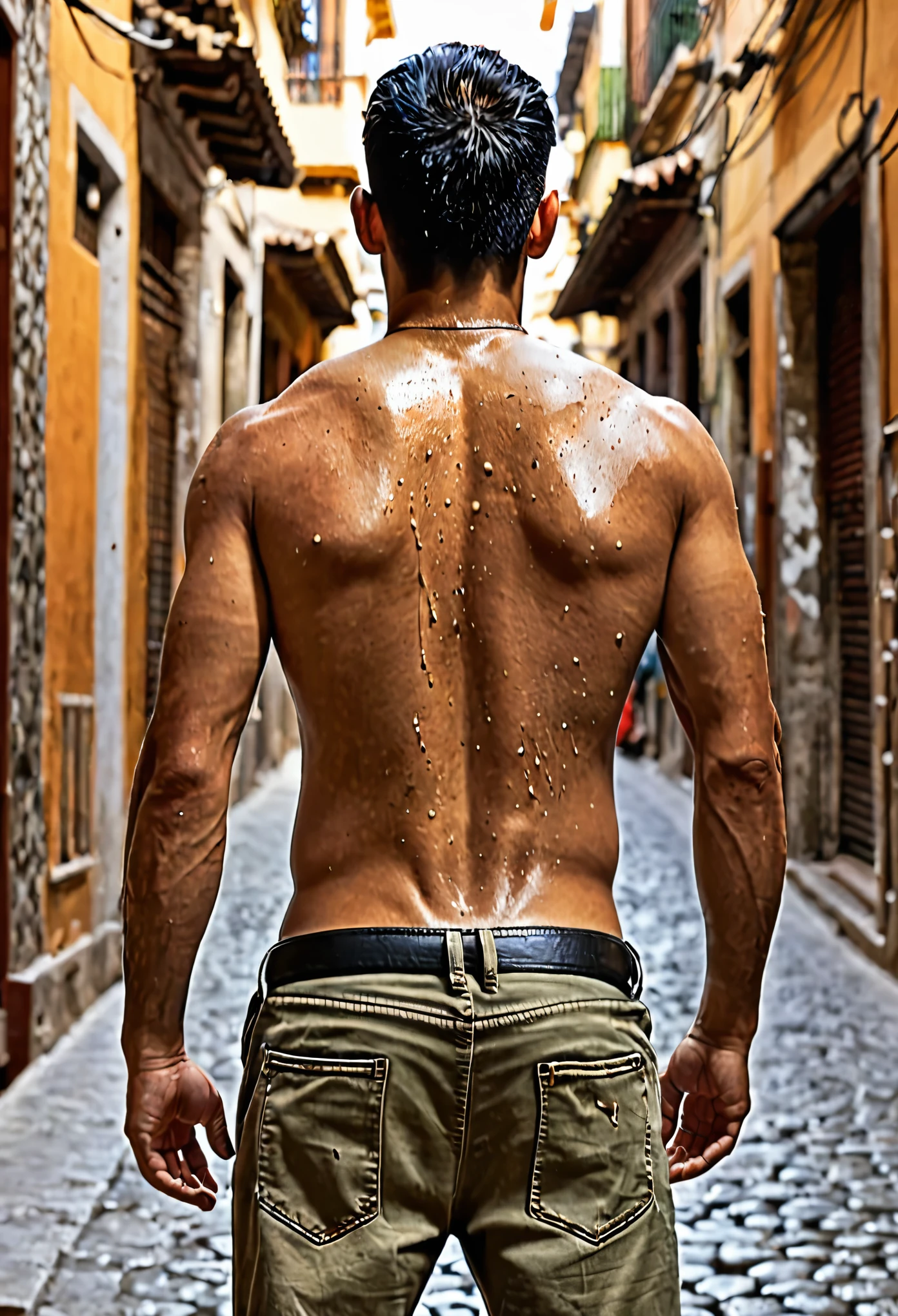 Hombre con espalda detonada