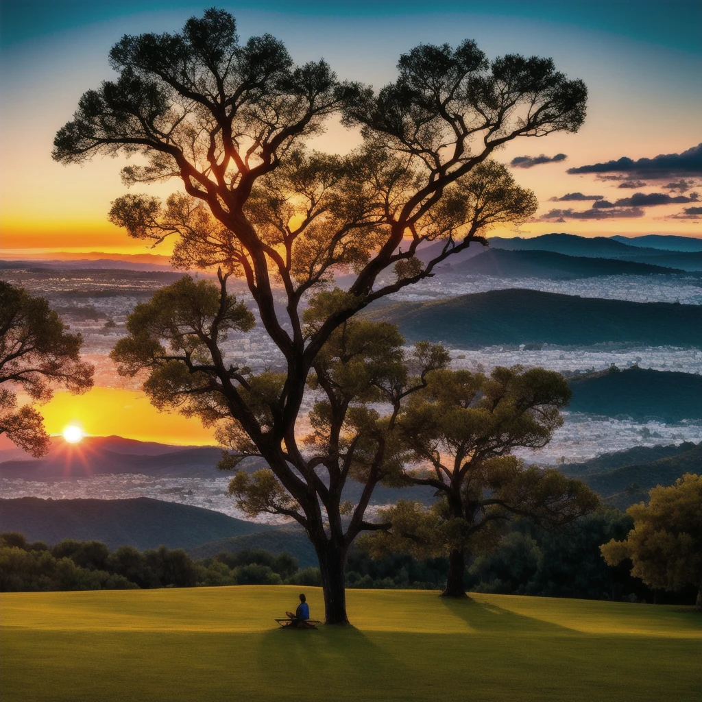 atardecer, resplandor de la tarde, Vista lejana, realista, colores ricos, hermoso y colorido, Lente gran angular, disparando por la noche, Positive film, Estilo naturalista, high definition filming, 8k, DSLR, ultra definition.