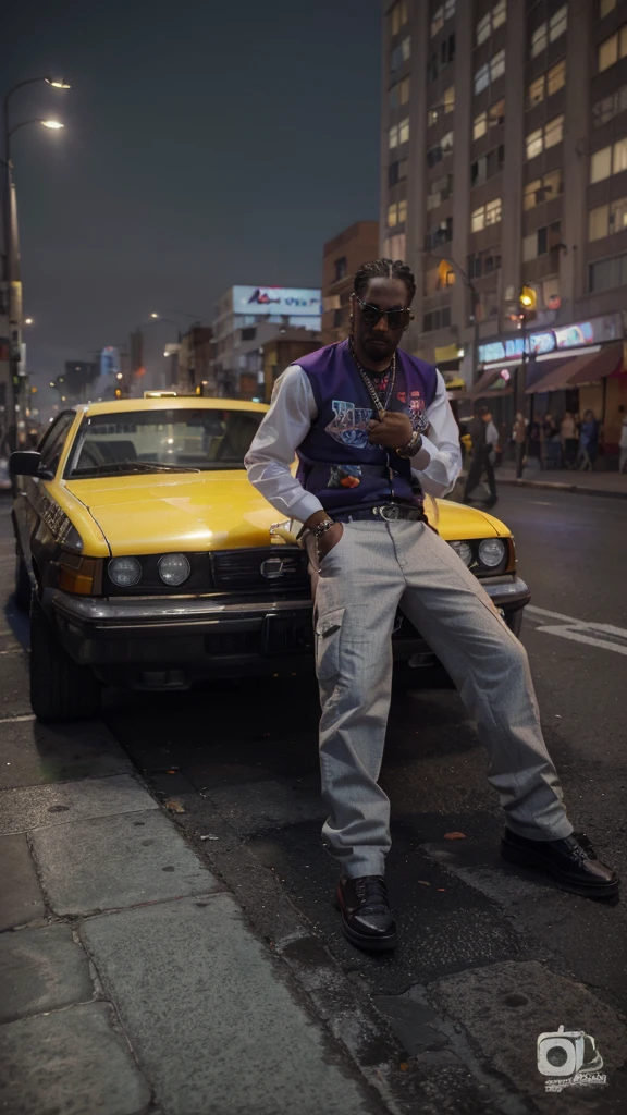 sharp young white man sitting on the curb next to a taxi, capanga de rua 2k, sem capuz | | sombreado realista, Detalhes de 8k, estilo de rua gta v, Snoop Dogg , alto realismo de cara, corpo e roupa com grande detalhe