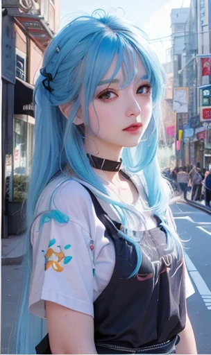 a close up of a person with blue hair and a white shirt, beautiful anime style, anime girl in real life, realistic anime 3 d style, beautiful blue haired girl, beautiful anime girl, anime girl with teal hair, anime inspired, anime styled, realistic young anime girl, style anime, anime girl with long hair, young anime girl, anime style, cute anime girl