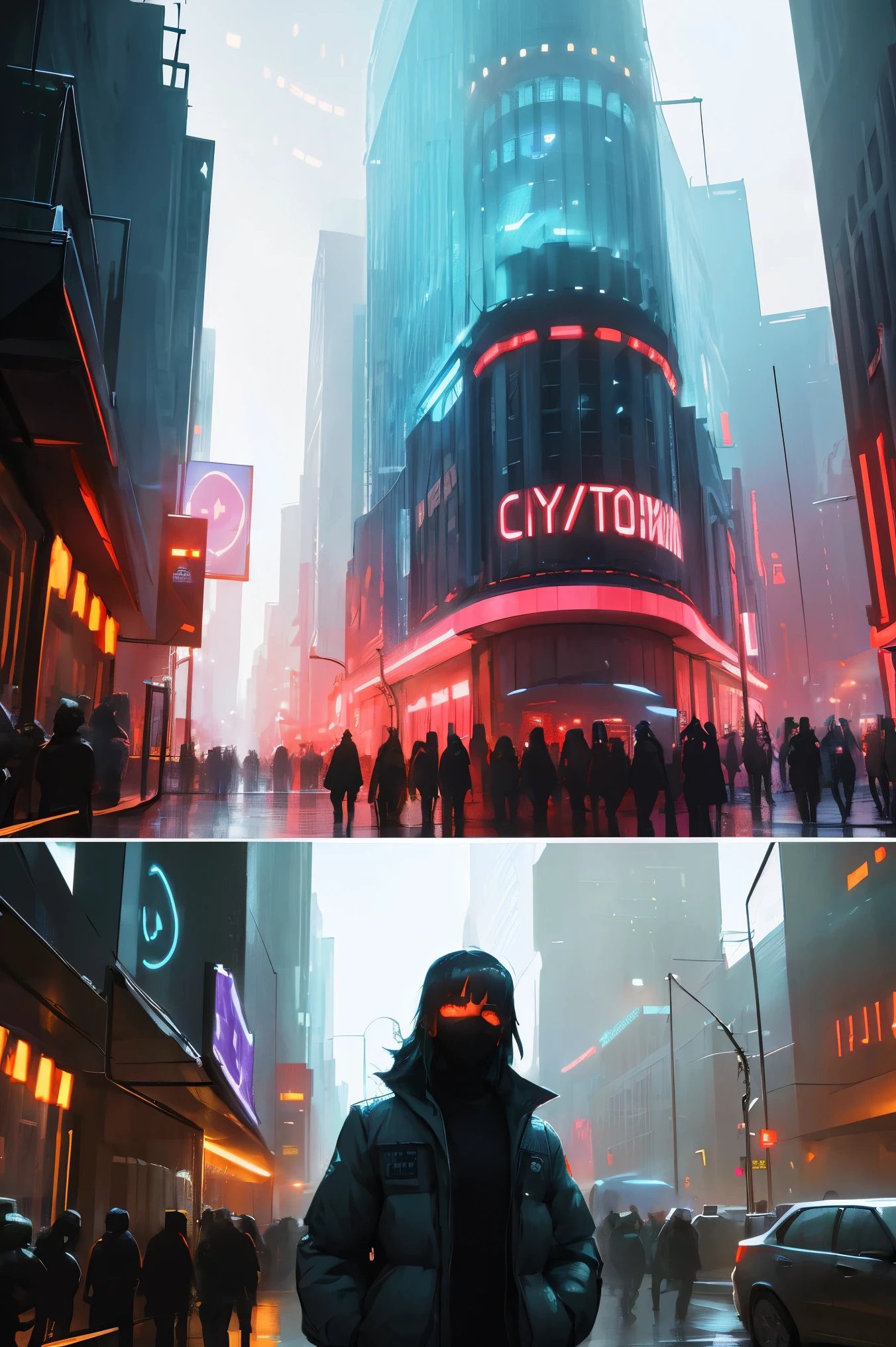 (dystopian future,futuristic face city in decay,people everywhere,merchants,cyborgs of the underworld,buying and selling commerce,neon advertising,posters everywhere,violence and aggression),(best quality,4k,8k,highres,masterpiece:1.2),ultra-detailed,(realistic,photorealistic,photo-realistic:1.37),HDR,UHD,studio lighting,ultra-fine painting,sharp focus,physically-based rendering,extreme detail description,professional,vivid colors,bokeh,portraits,landscape,horror,anime,sci-fi,photography,concept artists,dark color scheme,mysterious lighting