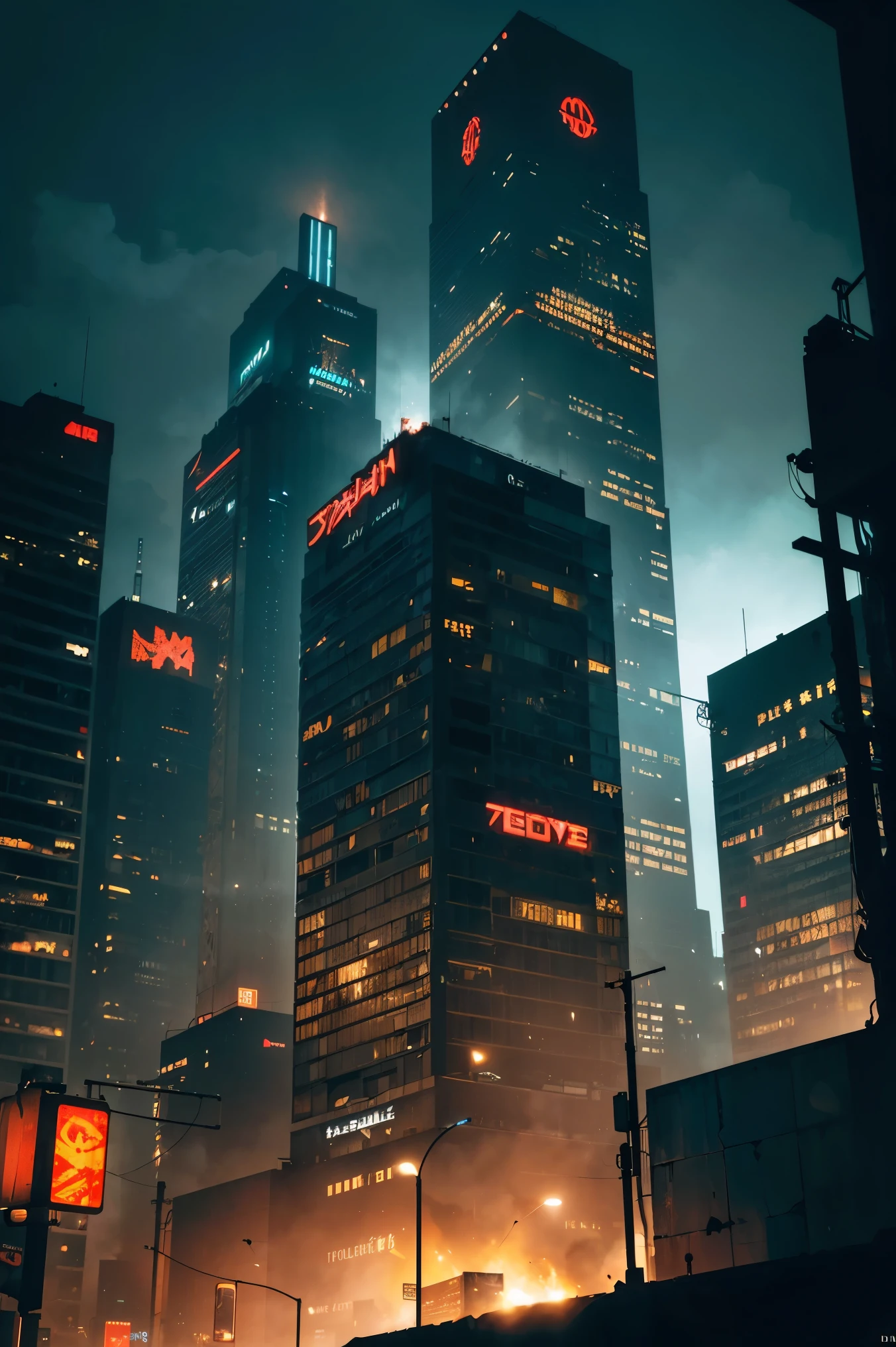 A dystopian future with a futuristic face city in decay. People are scattered everywhere, including merchants and cyborgs of the underworld engaging in buying and selling commerce. Neon advertising illuminates the streets, with posters plastered everywhere. The atmosphere is filled with an intense sense of violence and aggression.
(best quality,4k,8k,highres,masterpiece:1.2),ultra-detailed,(realistic,photorealistic,photo-realistic:1.37),HDR,UHD,studio lighting,ultra-fine painting,sharp focus,physically-based rendering,extreme detail description,professional,vivid colors,bokeh.
Portraits,landscape,horror,anime,sci-fi,photography,concept artists.
Dark and desaturated colors dominate the scene, with dimmed lights casting long shadows over the decaying city. The neon signs provide a contrast, emitting vibrant and saturated colors that pierce through the darkness.
Note: Remember to add specific details about the facial features in the description of the face.