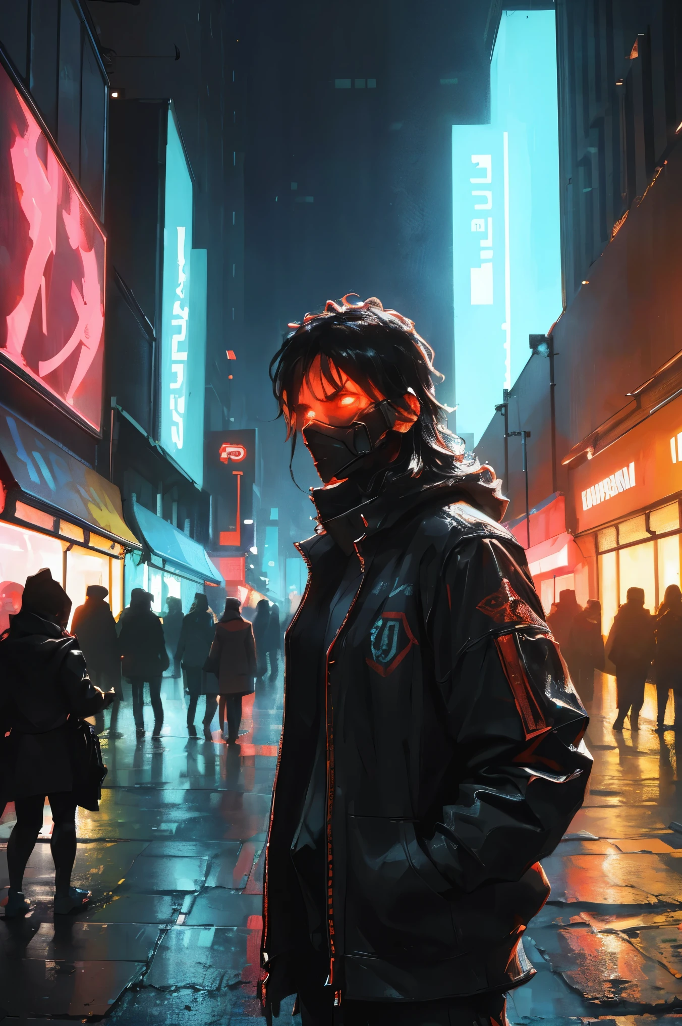 (dystopian future,futuristic face city in decay,people everywhere,merchants,cyborgs of the underworld,buying and selling commerce,neon advertising,posters everywhere,violence and aggression),(best quality,4k,8k,highres,masterpiece:1.2),ultra-detailed,(realistic,photorealistic,photo-realistic:1.37),HDR,UHD,studio lighting,ultra-fine painting,sharp focus,physically-based rendering,extreme detail description,professional,vivid colors,bokeh,portraits,landscape,horror,anime,sci-fi,photography,concept artists,dark color scheme,mysterious lighting