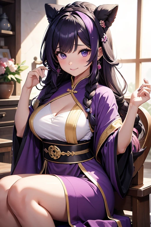 Bright Purple Taoist Robe, con las tetas al aire, tetas perfectas, piercings en los pezones, falda larga hanfu, ojos grandes, obra maestra belleza absoluta, 1 mujer, de cerca. de cerca, sonrisa curativa, escena de nieve, Calidad de imagen 4K, trenza retorcida, peinado princesa corte princesa, accesorios para el cabello simples, flores de ciruelo, la gente no puede olvidar la belleza cuando la ven
