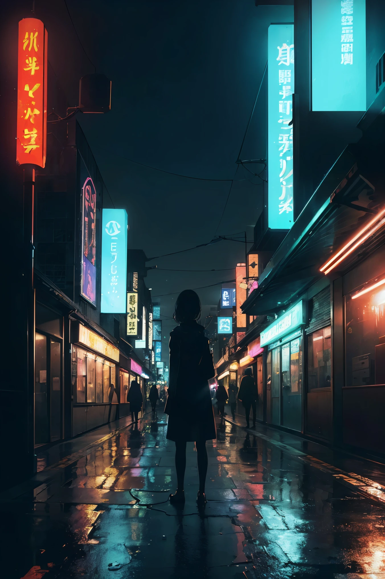 A dystopian future with a futuristic face city in decay. People are scattered everywhere, including merchants and cyborgs of the underworld engaging in buying and selling commerce. Neon advertising illuminates the streets, with posters plastered everywhere. The atmosphere is filled with an intense sense of violence and aggression.

(best quality,4k,8k,highres,masterpiece:1.2),ultra-detailed,(realistic,photorealistic,photo-realistic:1.37),HDR,UHD,studio lighting,ultra-fine painting,sharp focus,physically-based rendering,extreme detail description,professional,vivid colors,bokeh.

Portraits,landscape,horror,anime,sci-fi,photography,concept artists.

Dark and desaturated colors dominate the scene, with dimmed lights casting long shadows over the decaying city. The neon signs provide a contrast, emitting vibrant and saturated colors that pierce through the darkness.

Note: Remember to add specific details about the facial features in the description of the face.