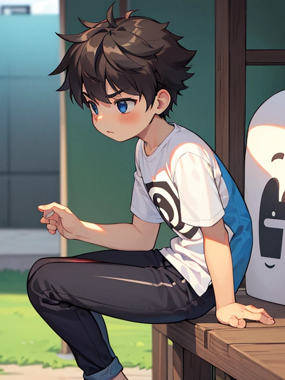 Very comfortable, Very shy, Tears and open mouth,younge boy,big headed,white liquid on your face