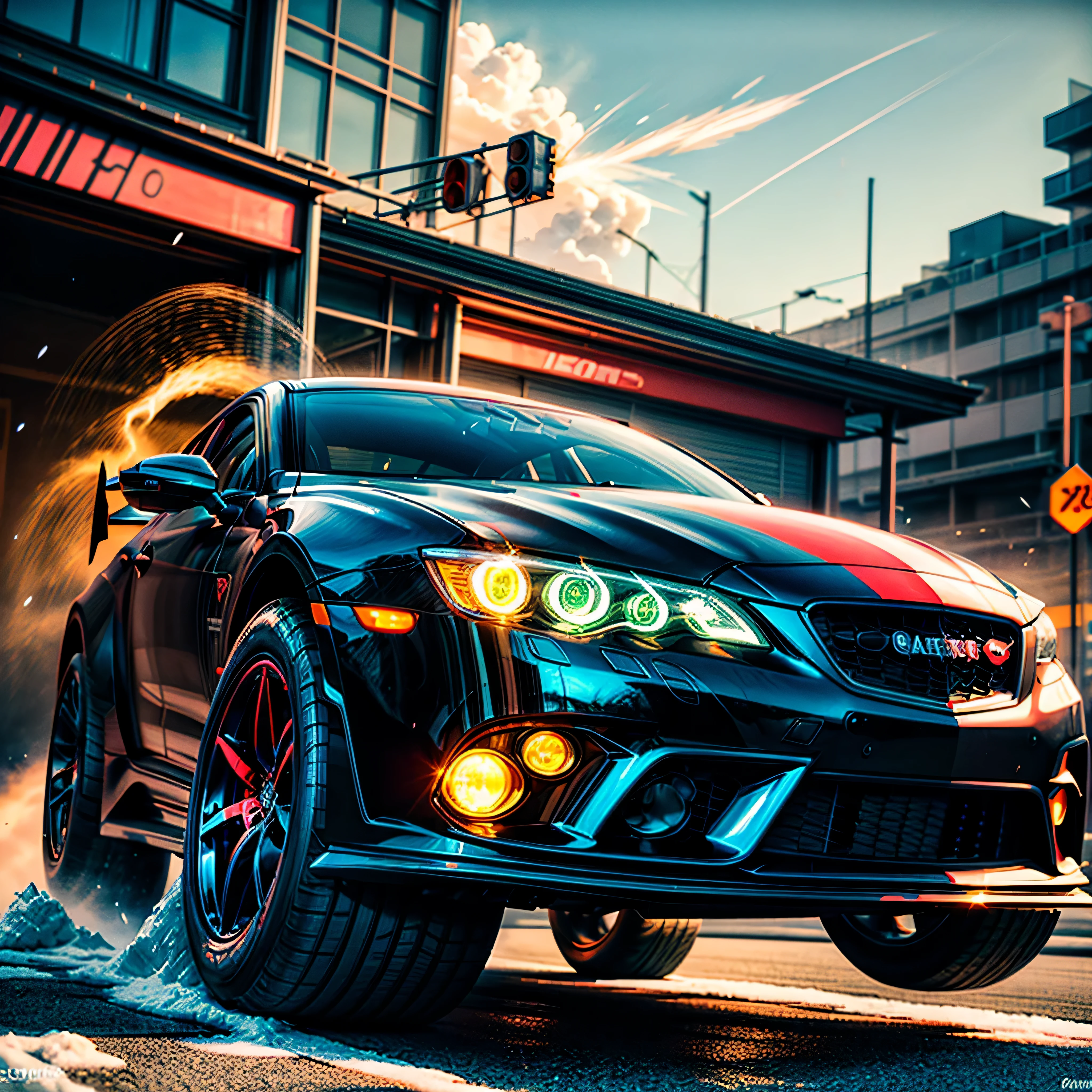 galaxy Nebula epic Sunset spacious hyper SunRise Racing Car, Start Racer Goal Auto_Racing_Circuit Race_Track deep path Equirectangular Circuit UnrealEngine5 Ultra tMasterpiece ultra_high-definition ultra Professional Photorealistic optimal ultra_sharp-focus max ultra_high-quality opengl-shaders symmetrical ultra_high-details accurate reflex ultra_high-resolution perfection volumetric Cinematic_Sunlight improved Octane_rendues 32K XT3 DSLR 3dcg shadow analogiques extatiques dazzling Will-o'-the-wisp global luminescence (((An boatmobile inspired ultra-realistic angelic neon metallic black silver and gold chrome race car designed on a icy surface road with snow falling and deep snow covers the ground and everything all around ))), race car, street racing-inspired, Drifting, LED, ((Twin headlights)), (((Bright neon color racing stripes Cristallines kit incandescente flash blow glow))), (Black racing wheels), Wheel spin showing motion, Show car in motion, Burnout, wide body, modified car, racing livery Lava varied multi etc. --v6 --s1000 --c20 --q5 --chaos100