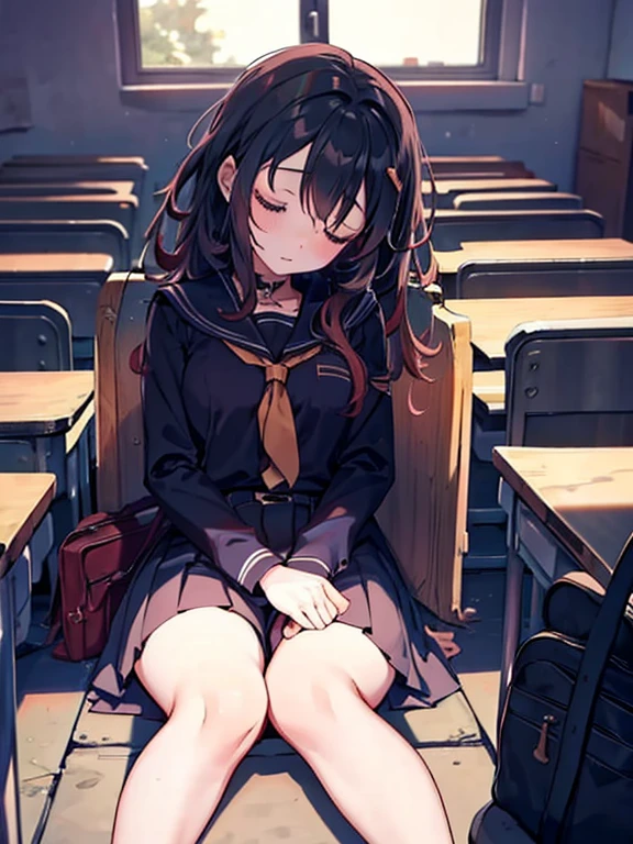 girl sleeping at school