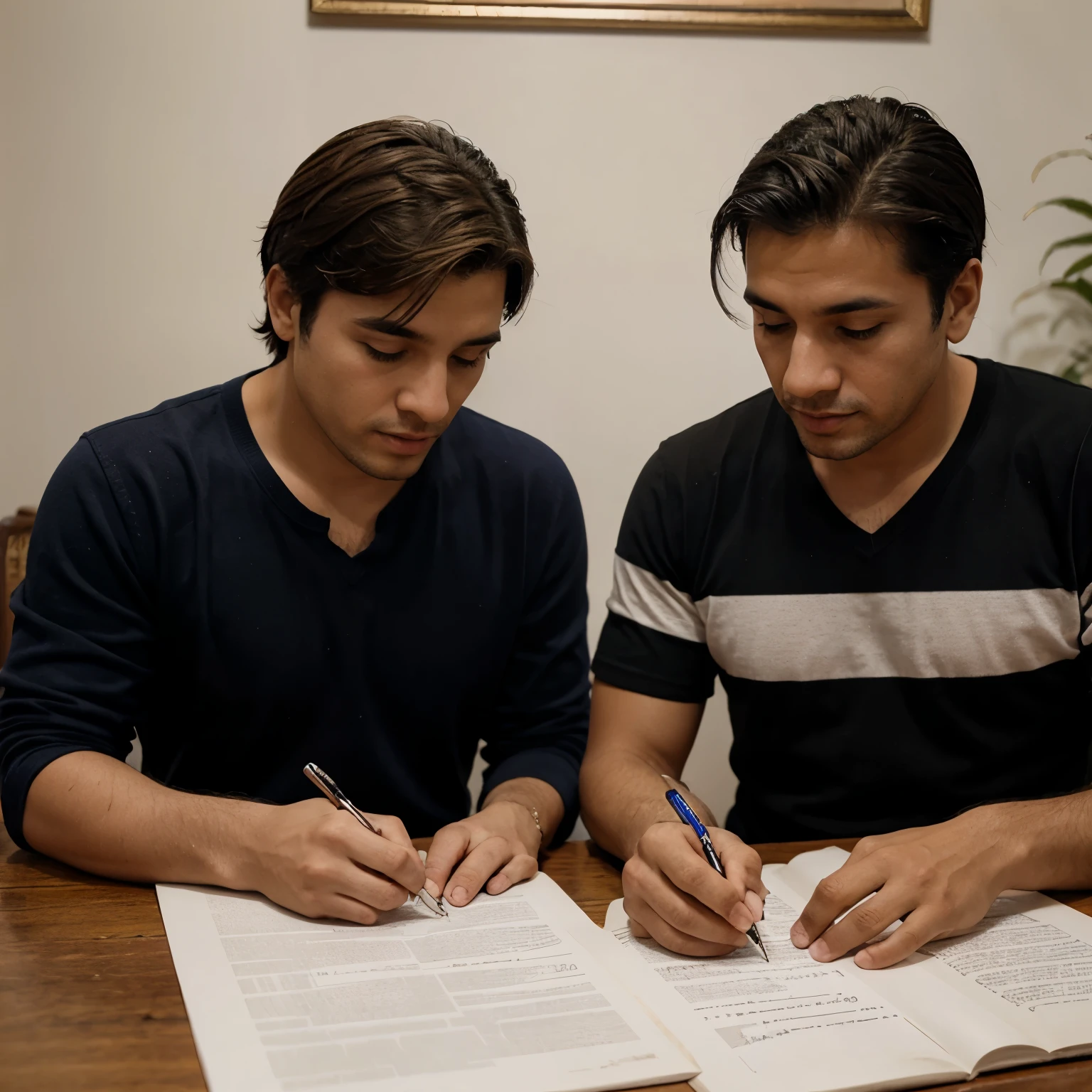 Dos hombres firmando un contrato