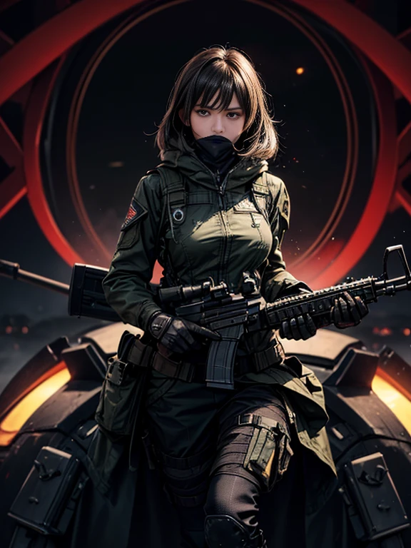 (best quality,highres,masterpiece:1.2),ultra-detailed,realistic,photorealistic:1.37,special forces emblem,first person shooter style,gh0st sits on the hill,soldier silhouette,dark and dramatic,nighttime,moonlit,haunting atmosphere,gunfire sparks,explosions in the background,red and black color scheme,military insignia,detail of rifle scope,camouflage pattern,smoke and dust,combat gear and equipment,serious and focused expression,stern eyes,gritty texture,aggressive stance,action-packed scene,sharp contrast and shadows,combat boots,radio communication equipment,night vision goggles,strategic planning,map of the battlefield,tactical environment,aurora borealis lights up the sky,stealth tactics,commanding officer's presence,experienced and battle-hardened soldiers,adrenaline rush,adventure,high stakes,missions under cover of darkness,elite team,ultimate power and control,determined and unwavering,heart-pounding intensity.