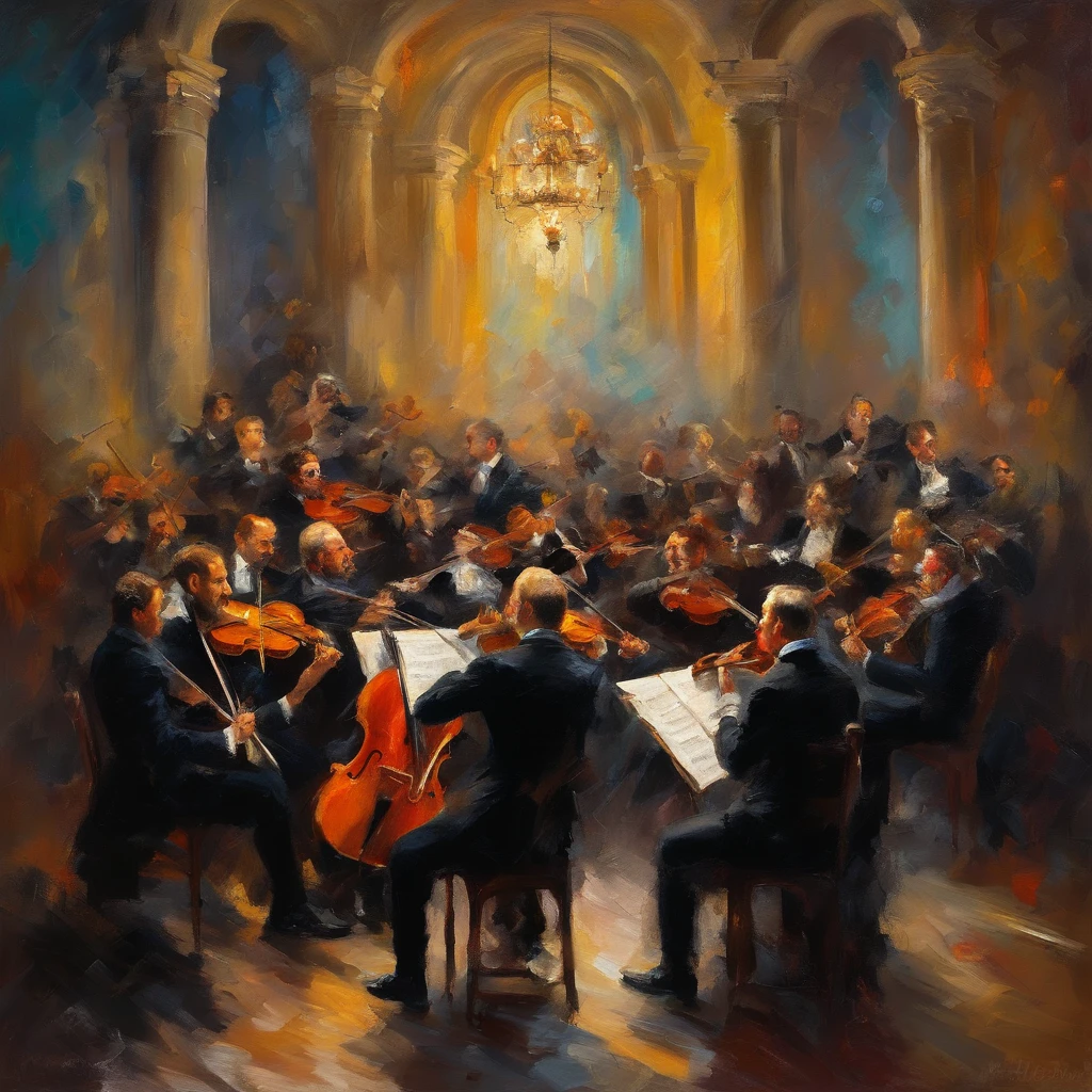 Chaos Symphony Orchestra gotic with dark maestro In the Monastery