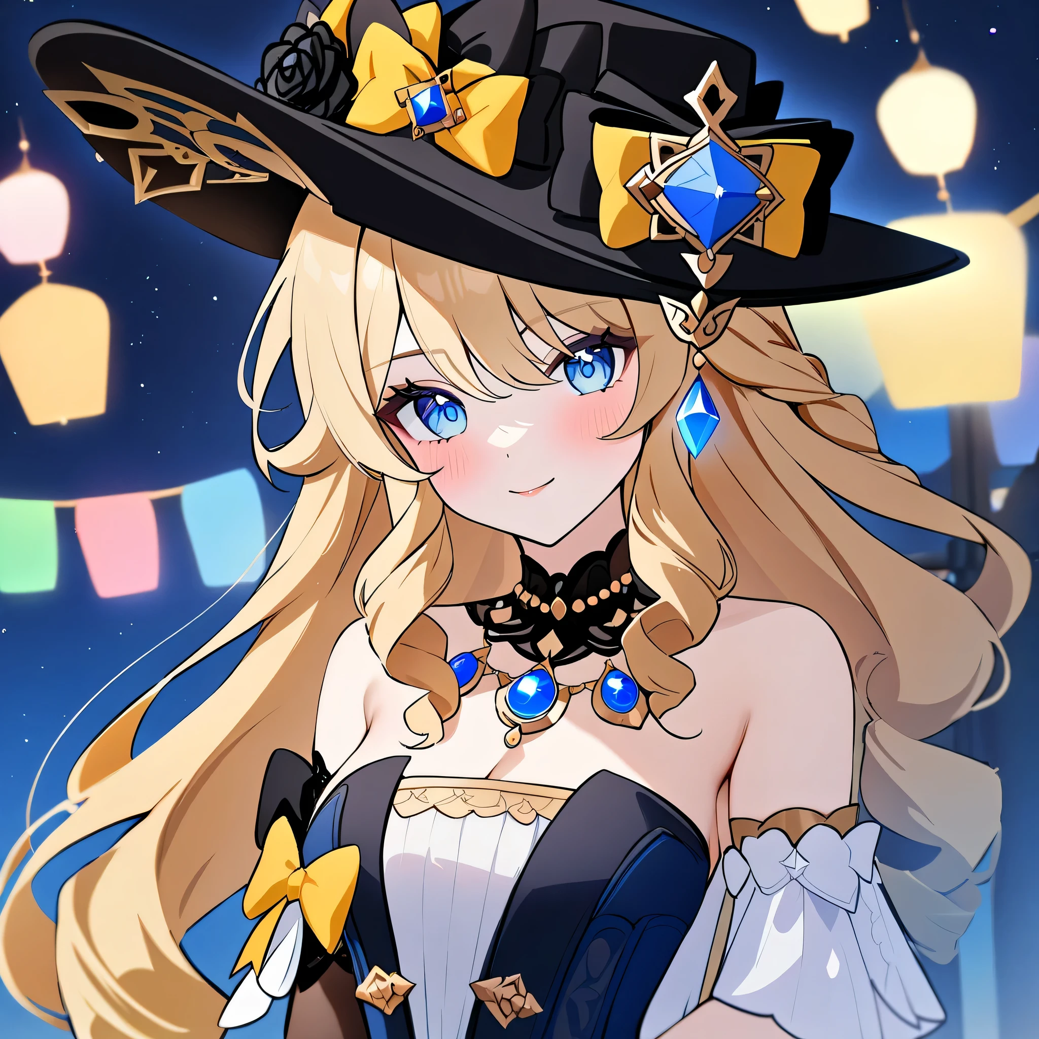 masterpiece, best quality, very aesthetic, aesthetic, newest, recent, pastel style, 1girl, navia, genshin impact, night