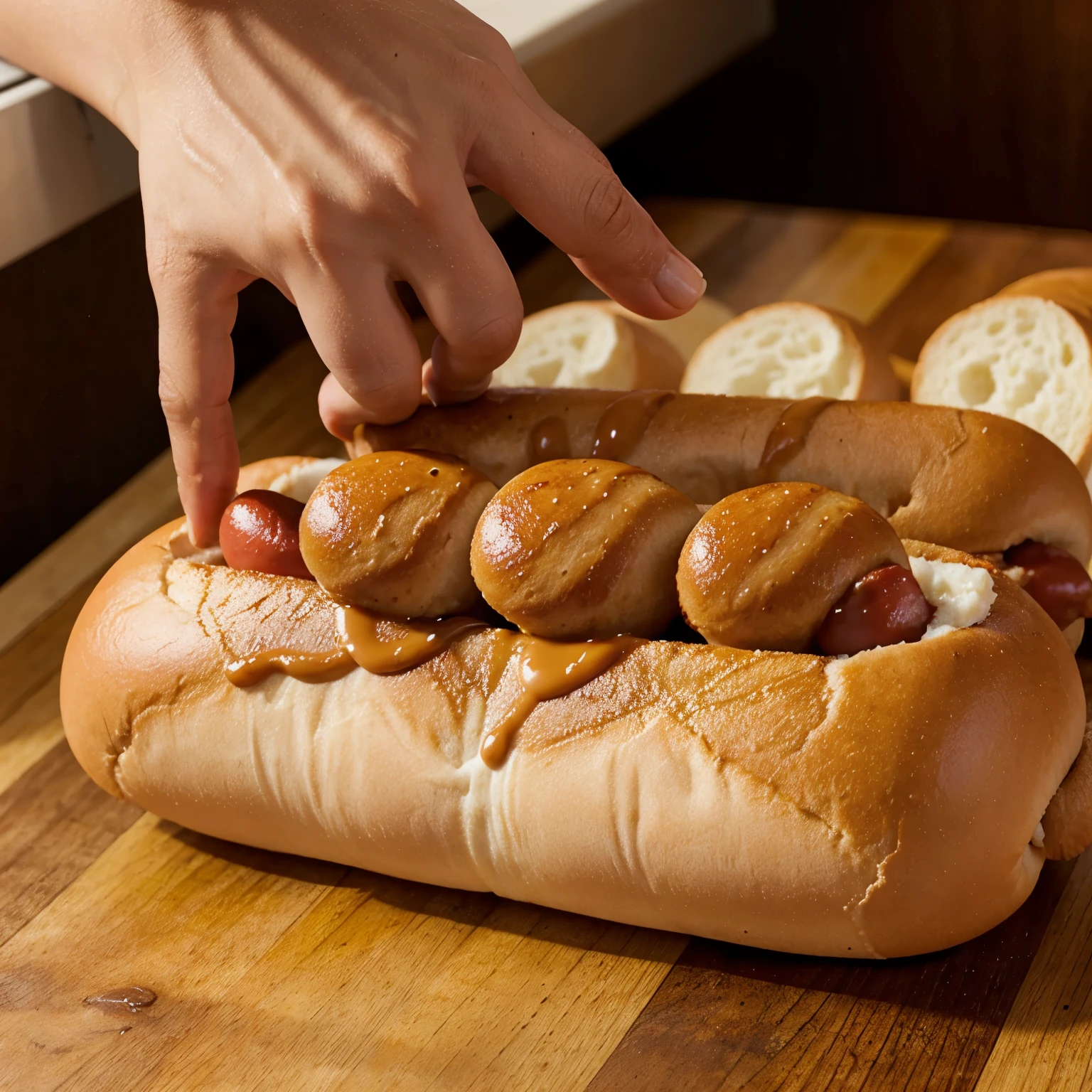 Crie um hot dog realista delicioso