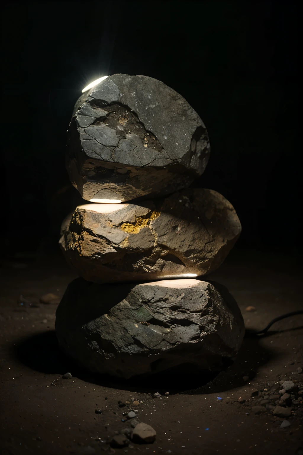 rock texture illuminated with neon colored spotlights
