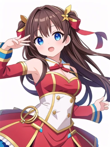 masterpiece, best quality, cute eyes, 1girl, solo, idol costume, random pose, sexy pose, seductive pose, ((white background)),