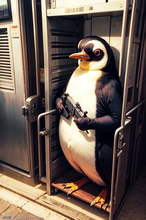 Penguin with machine gun