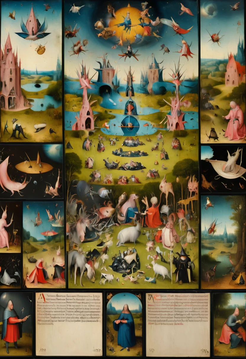 Tarot card border, by Hieronymus Bosch, best quality, masterpiece, very aesthetic, perfect composition, intricate details, ultra-detailed