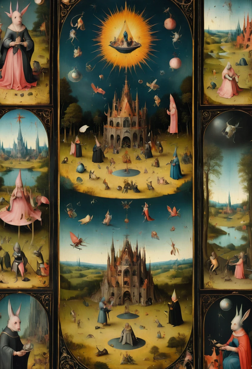 Tarot card border, by Hieronymus Bosch, best quality, masterpiece, very aesthetic, perfect composition, intricate details, ultra-detailed