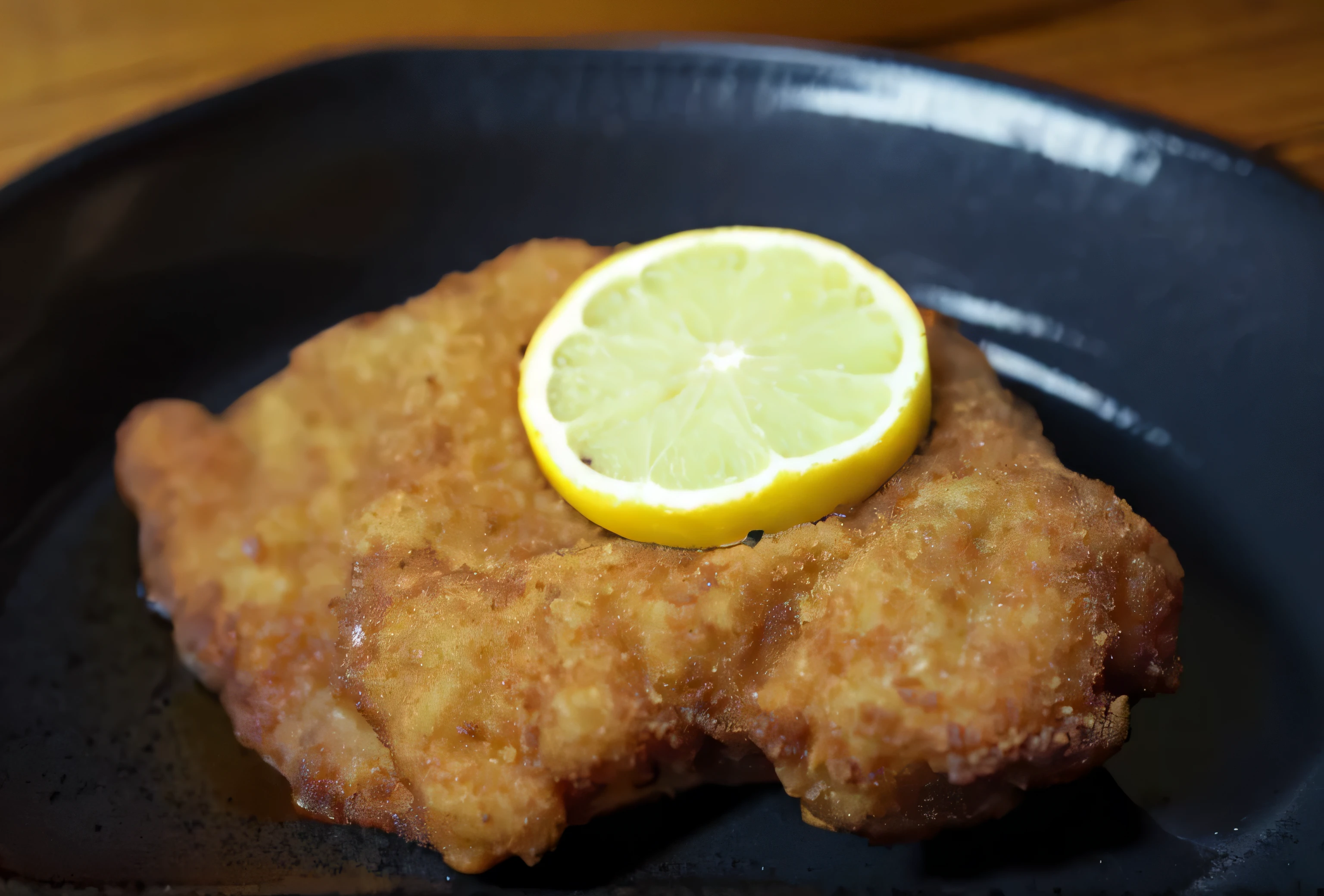 there is a piece of fish with a lemon on it, nugget, pork, 4 0 9 6, shot with canon eoa 6 d mark ii, fried chicken, juicy meat, chicken, shot on nikon z9, meaty, piroca, taken with canon 8 0 d, very crispy, shot with sony alpha, shot on sony a 7