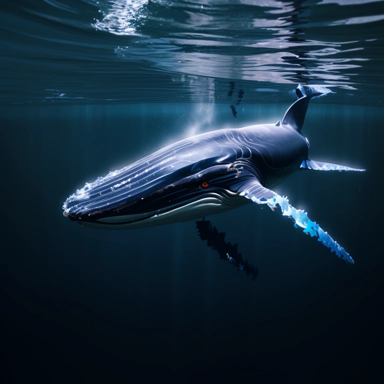 there is a large whale that is swimming in the water, blue whale, humpback whale, the blue whale crystal texture, Written by Matthias Weischer, whale, glimmering whale, Written by Robert Jacobsen, by Juergen von Huendeberg, Winning photo of unsplash contest, Written by Matt Stewart, whales, shutter stock, unsplash photo contest winner, whale fall, Brian Skelly