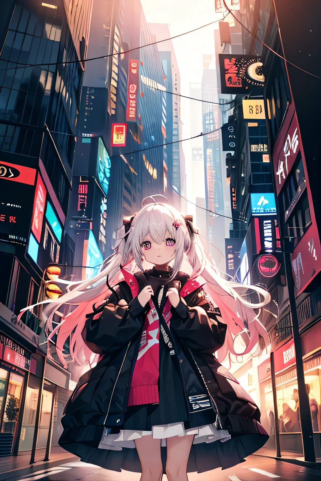 ((highest quality)), ((masterpiece)), (be familiar with), underground city、Underground city、shining neon