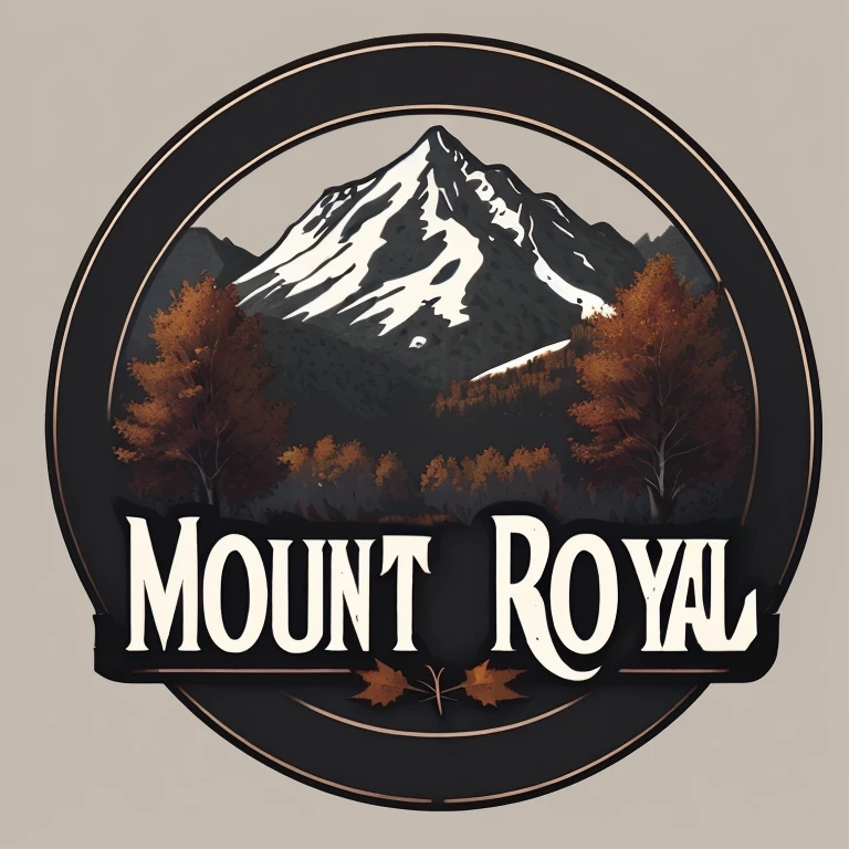 Realistic mount royal logo with an elegant dark aesthetic with dark autumn colors based on this image