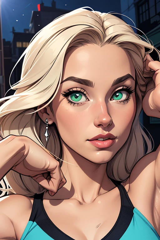 Imagem de desenho animado de uma mulher .cartoon style illustration, estilo de arte dos desenhos animados, estilo de arte dos desenhos animados, digital illustration style, design de personagens altamente detalhado, arte digital detalhada fofa, City fan art, Design de personagens de retrato, beautiful digital illustration, retrato de alta qualidade, Arte em quadrinhos, mulher jovem. Green eyes Medium and wonderful buso Alleyne - Queen's Blade