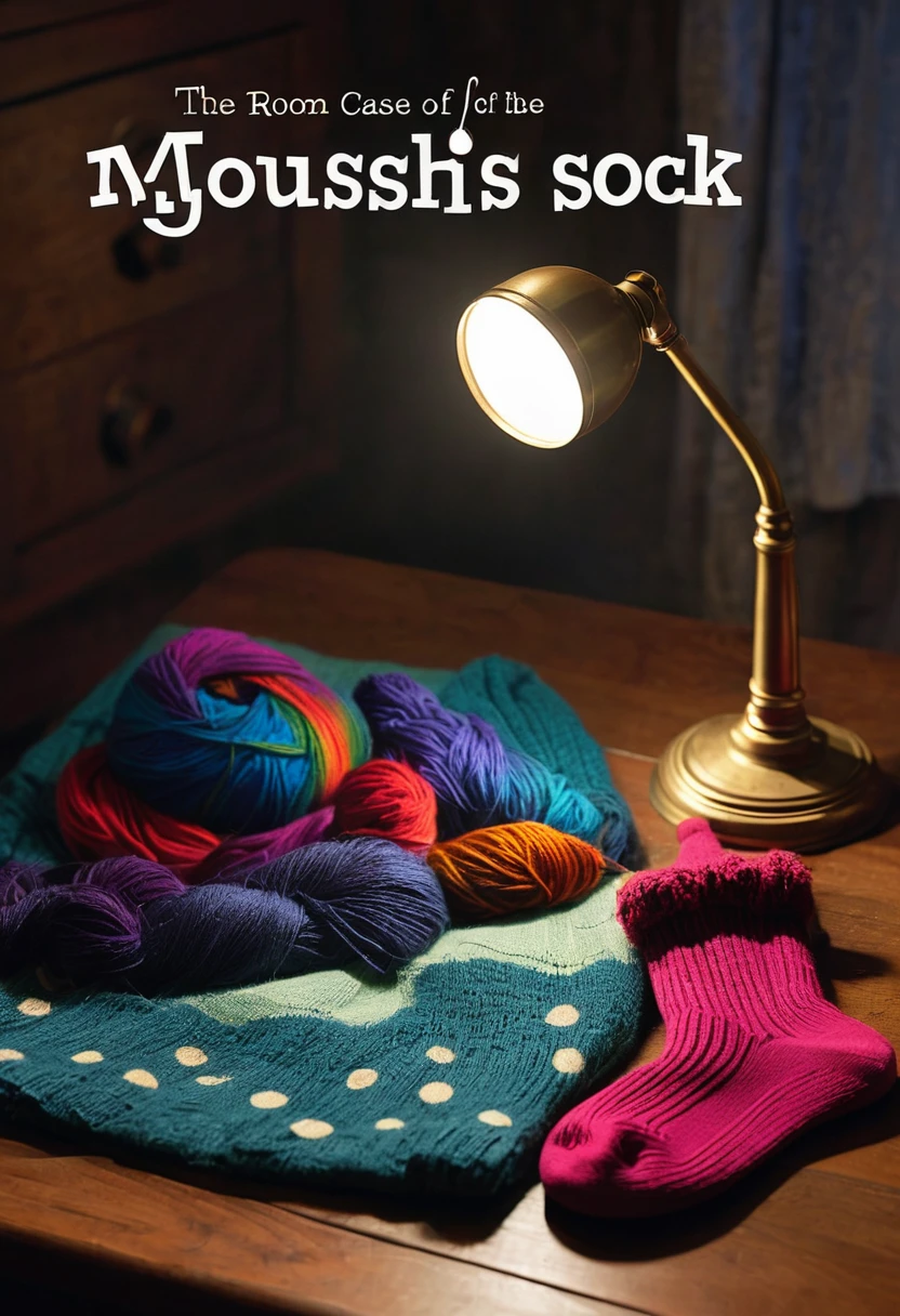 Title: "The Curious Case of the Missing Sock"
Cover Page: The cover depicts a cozy bedroom scene with a vintage-style magnifying glass resting on a wooden table. Behind the magnifying glass, there's a close-up view of a single polka-dot sock, emphasizing the mystery at hand. In the background, the room is dimly lit by a lamp, casting shadows that add an air of suspense. A faint trail of colorful yarn leads from the sock, disappearing into the darkness, hinting at the unraveling investigation. Above the scene, the title "The Curious Case of the Missing Sock" is written in bold, playful lettering, inviting readers to join the adventure.




