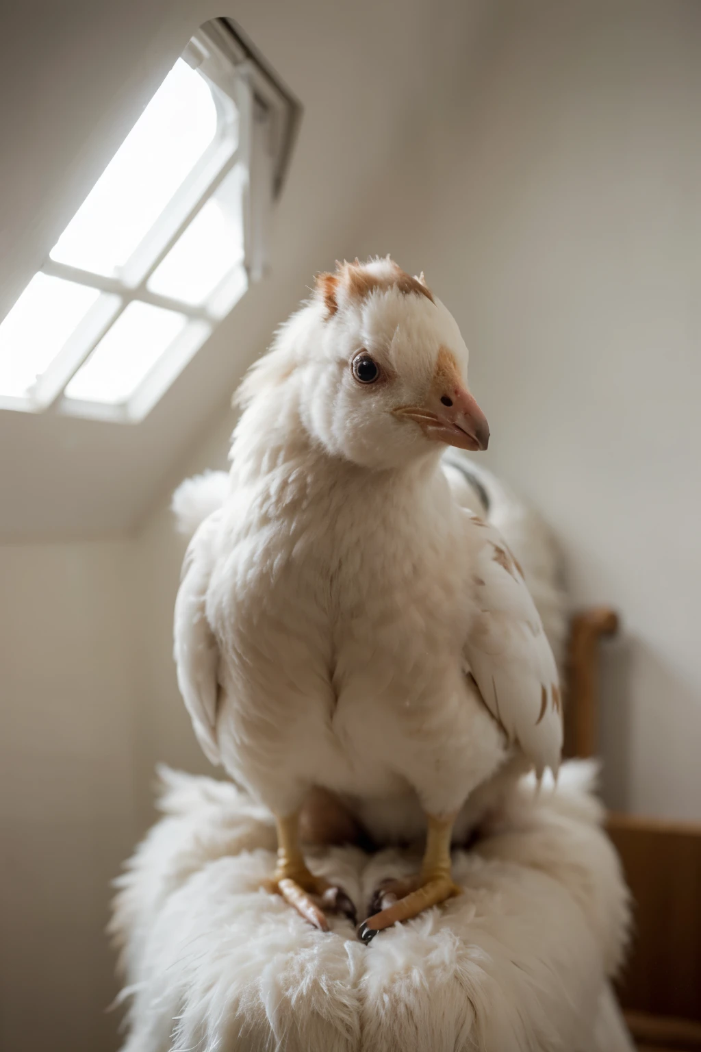 Animal, gallina con plumaje blanco