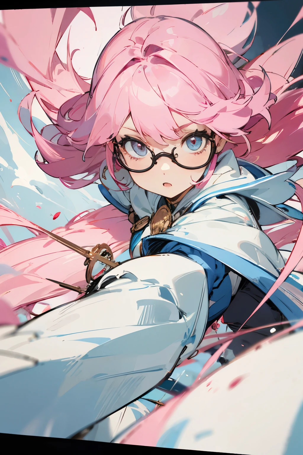 magic girl pink hair with frames