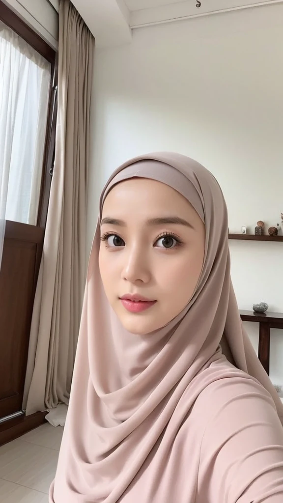 Beautuful Women、hijab, indonesian, a room、selfee、White Room、The face is cute、Vanrak Ayyans appears、1 girl, stylish