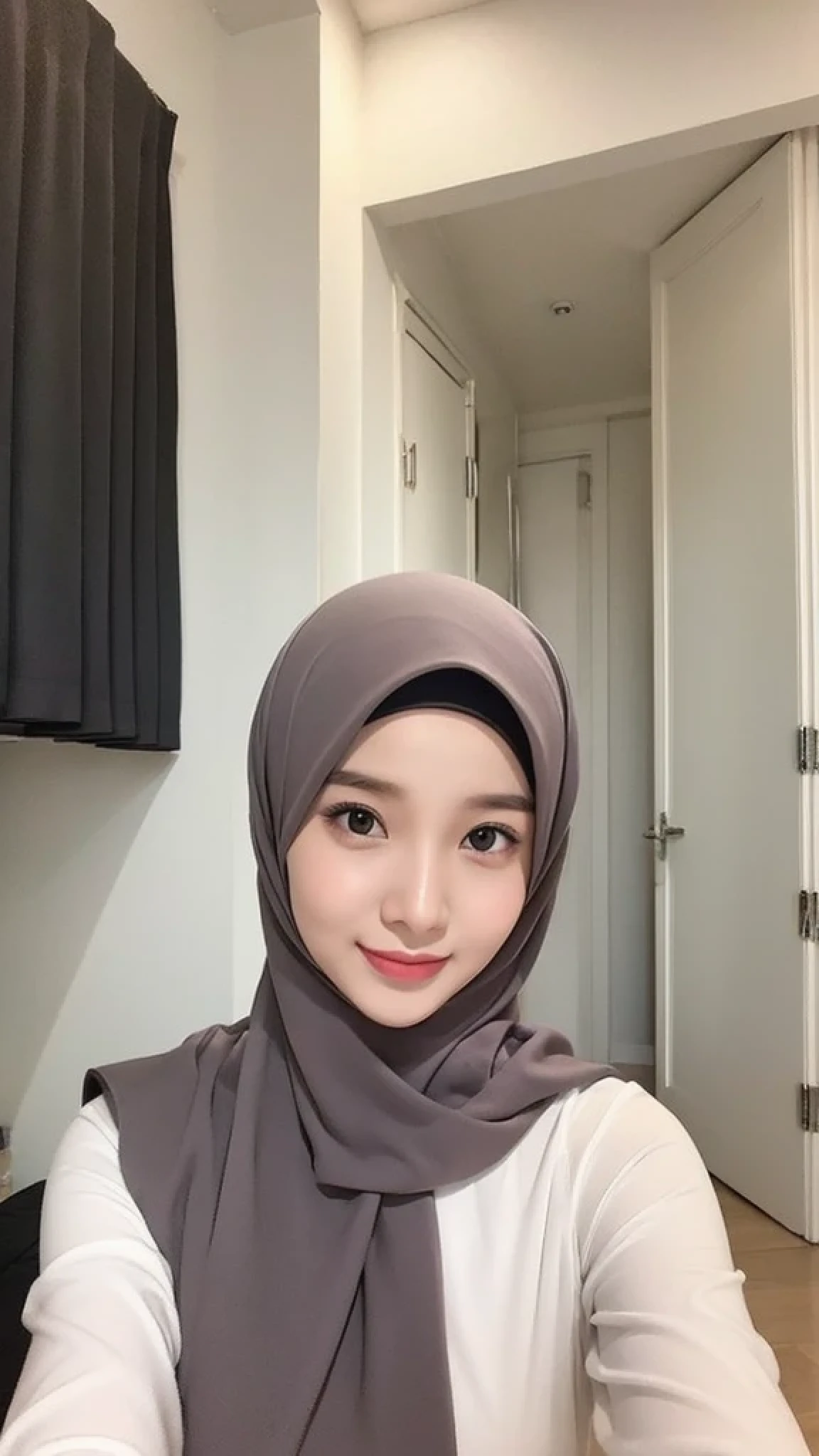 Beautuful Women、hijab, indonesian, a room、selfee、White Room、The face is cute、Vanrak Ayyans appears、1 girl, stylish