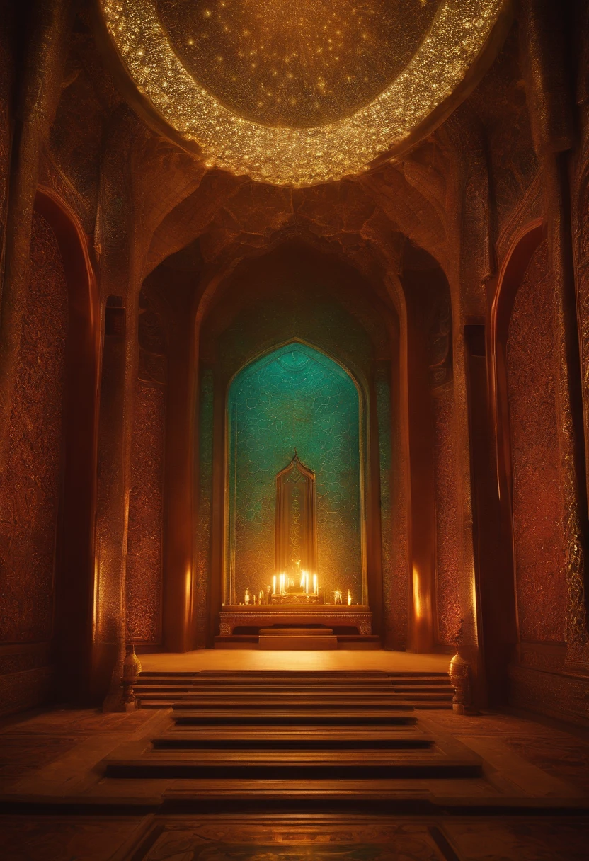Create a room of a sacred shrine, Biomechanicals, estranho, assustador, mistic, Pesadelo, cores muito brilhantes, light particles, com luz brilhante, Mshiff, Arte do papel de parede, Papel de parede UHD