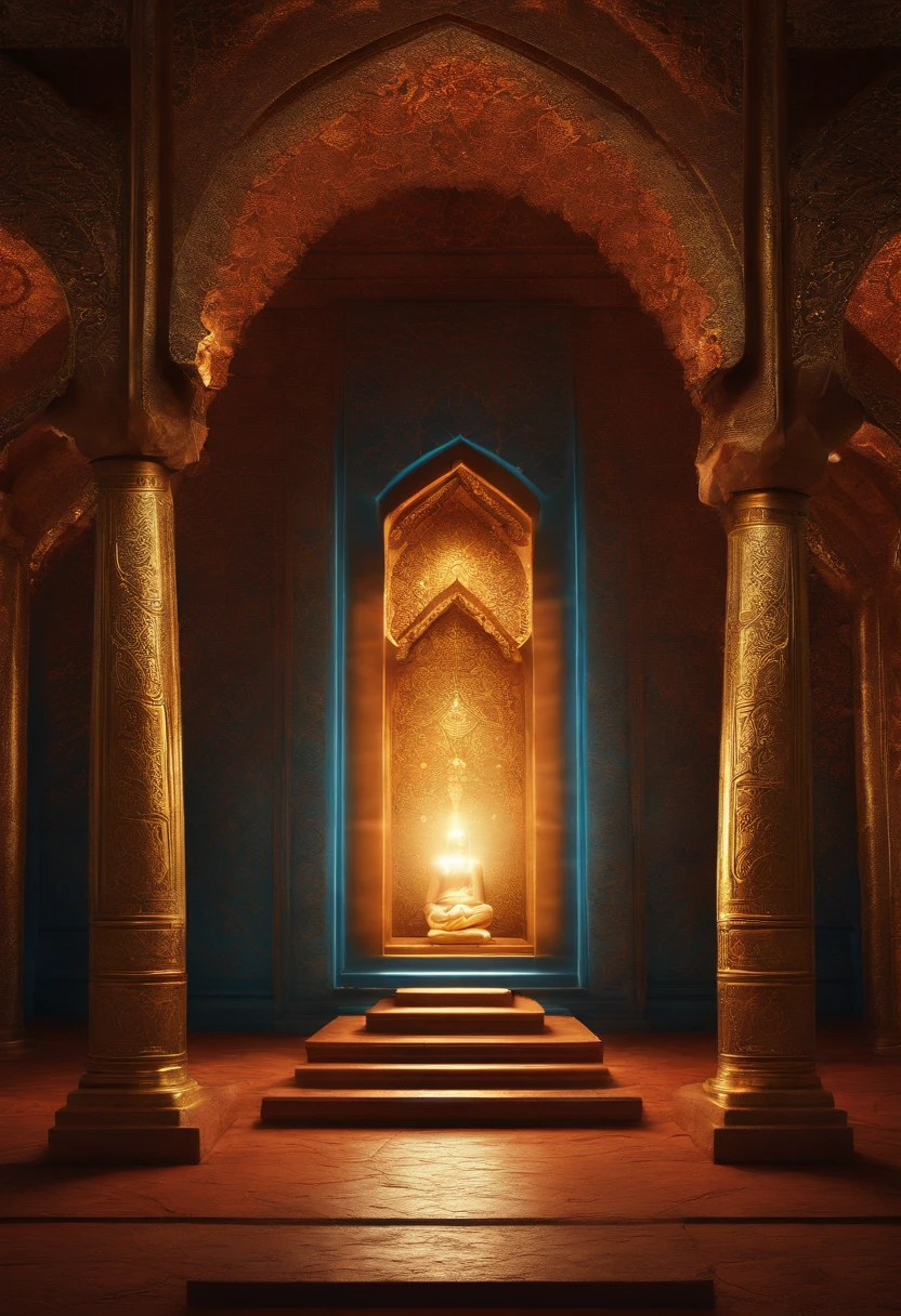 Create a room of a sacred shrine, Biomechanicals, estranho, assustador, mistic, Pesadelo, cores muito brilhantes, light particles, com luz brilhante, Mshiff, Arte do papel de parede, Papel de parede UHD