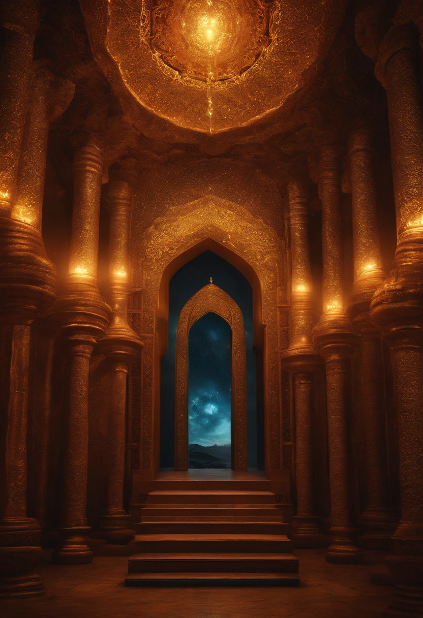 Create a room of a sacred shrine, Biomechanicals, estranho, assustador, mistic, Pesadelo, cores muito brilhantes, light particles, com luz brilhante, Mshiff, Arte do papel de parede, Papel de parede UHD