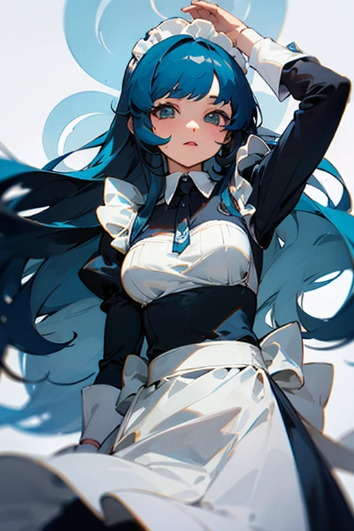 Maid de cabello celeste